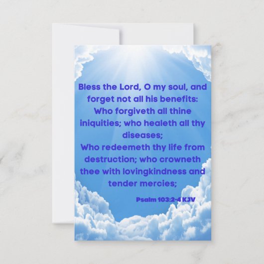 詩編103:2-4 KJV聖書聖なる書物、 経典Pic Greeting カード (正面)