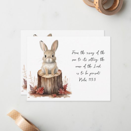 詩編113:3英語ビルマ語バニーノテカード ノートカード (正面/裏面インサイチュ)