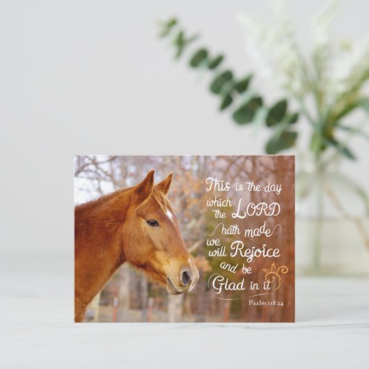 詩編118聖書聖句の馬はがき ポストカード (スタンド正面)