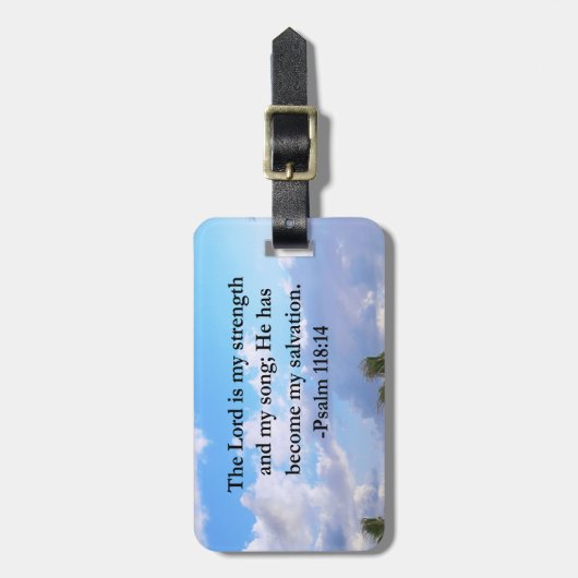 詩編118:14穏やかな海写真デザイン ラゲッジタグ (正面縦)