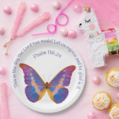 詩編118:24と水彩蝶 ペーパープレート (パーティー)