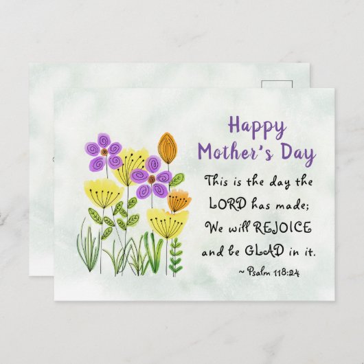 詩編118:24感動的フローラ母の日 ポストカード (正面/裏面)