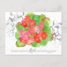 詩編121祈りの言葉カードオレンジベゴニア花