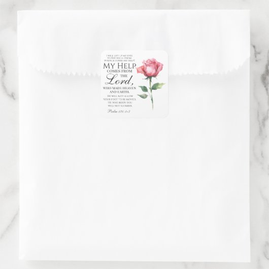 詩編121:1-3目のバラを上げる独身の スクエアシール (バッグ)