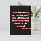 詩編127:3 KJV聖書の聖なる書物、 経典挨拶 カード (スタンド正面)