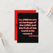 詩編127:3 KJV聖書の聖なる書物、 経典挨拶 カード (正面/裏面インサイチュ)