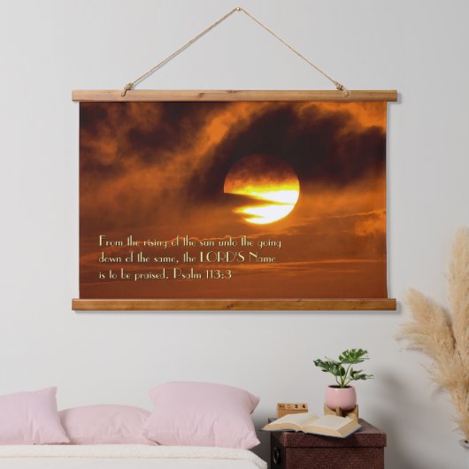 詩編133:3日の出から日没クリスチャン 吊り下げ型タペストリー (寝室)