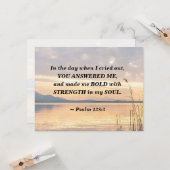 詩編138:3あなたは私を平はっきりした湖の上に夕日を作った カード (正面/裏面インサイチュ)