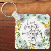 詩編139:14恐ろしく素晴らしく作られたフローラ キーホルダー (正面)