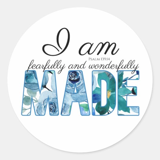 詩編139:14恐ろしく、素晴らしく作られた ラウンドシール (正面)