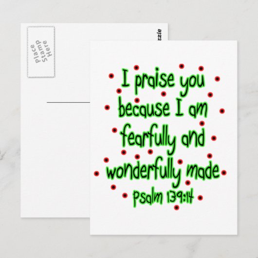 詩編139:14 ポストカード (正面/裏面)