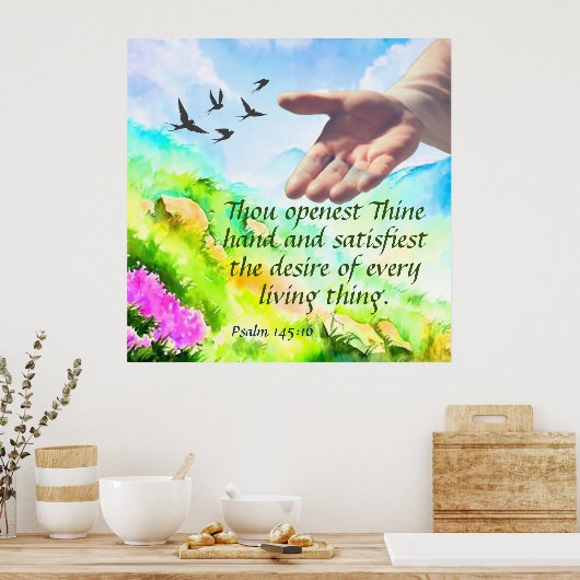 詩編145:16 ポスター (キッチン)