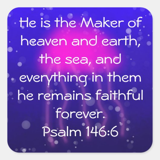 詩編146:6ピンククラゲのステッカー スクエアシール (正面)