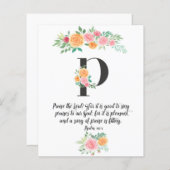 詩編147:1,手紙P,水彩聖なる書物、 経典カード (正面/裏面)