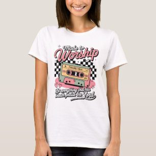 詩編150篇6節 レトロカセット Made to Worship Tシャツ