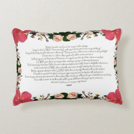 詩編16、聖句、赤い花枕 アクセントクッション