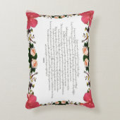 詩編16、聖句、赤い花枕 アクセントクッション (正面(垂直))