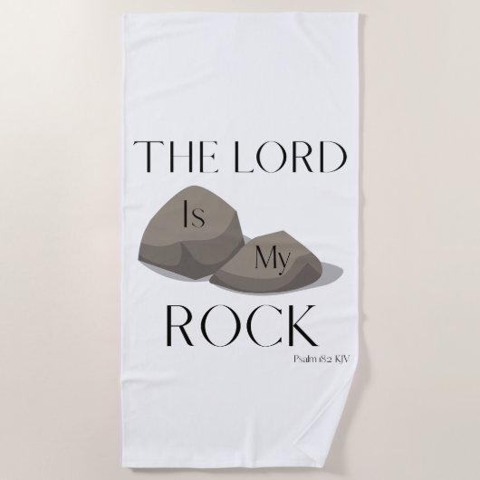 詩編18:2聖書聖なる書物、 経典引用文KJV ビーチタオル (正面)