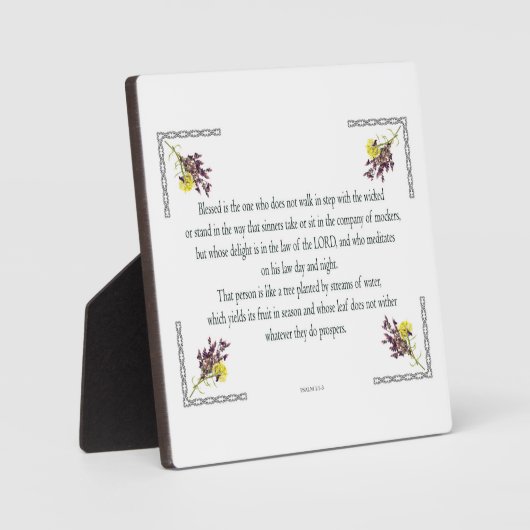 詩編1、ピンク色の黄色い花のデザイン賛美、 フォトプラーク (正面)