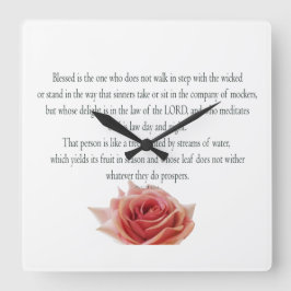 詩編1、昼と夜、水の流れ、 スクエア壁時計