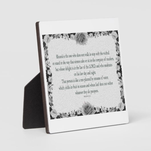 詩編1、歩いて歩くステップ邪悪な、油ブラック&ホワイト、 フォトプラーク (正面)