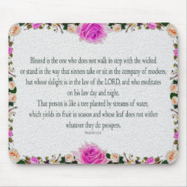 詩編1、油彩効果パープルフローラ マウスパッド