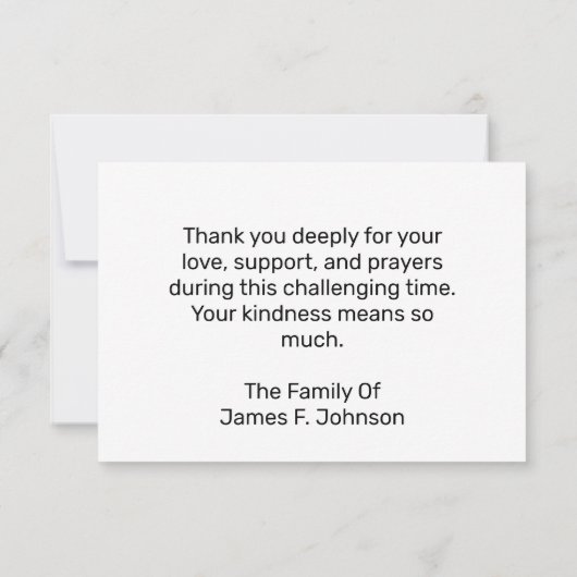 詩編23サンセットツリー悔やみや弔慰葬儀 サンキューカード (裏面)