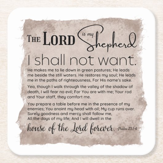 詩編23バイブル聖なる書物、 経典ヴィンテージ紙 スクエアペーパーコースター (正面)
