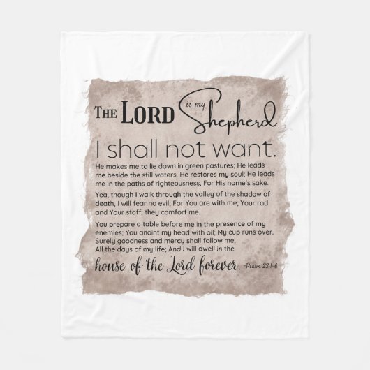詩編23バイブル聖なる書物、 経典ヴィンテージ紙 フリースブランケット (正面)
