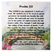 詩編23水彩橋、ピンク色の花 タイル (正面)