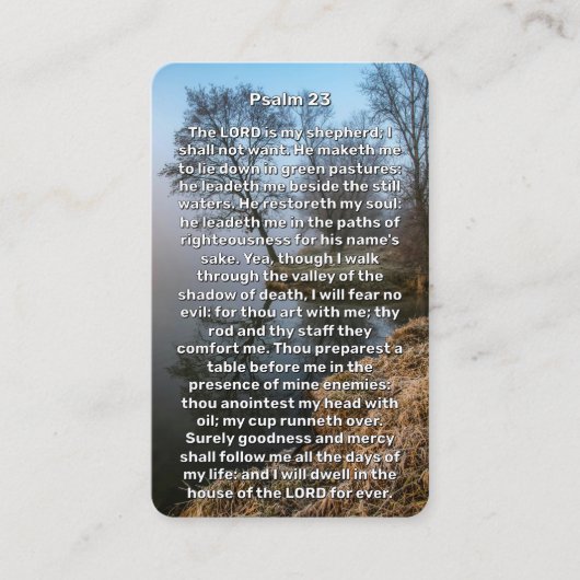 詩編23穏やかな湖メモリアル祈りの言葉カード 名刺 (正面)