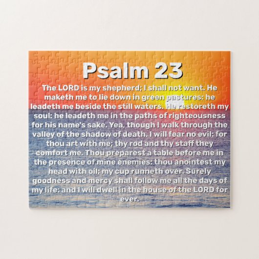 詩編23赤い海サンセットバイブル詩 ジグソーパズル (横)