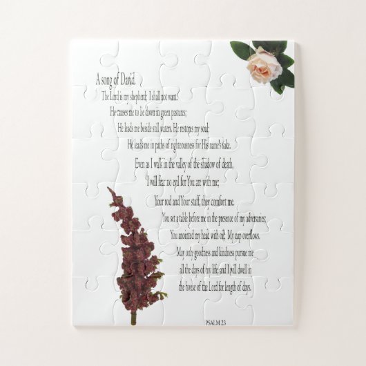 詩編23、フローラグリーン、特大ピース – 簡単 ジグソーパズル (縦)