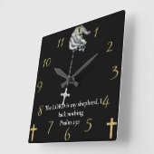 詩編23:1ハンドホルディングクロス スクエア壁時計 (傾斜)