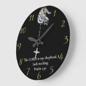 詩編23:1ハンドホルディングクロス ラージ壁時計 (傾斜)