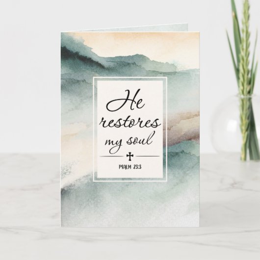 詩編23 1-4彼が私の魂の十字架を回復 カード (正面)