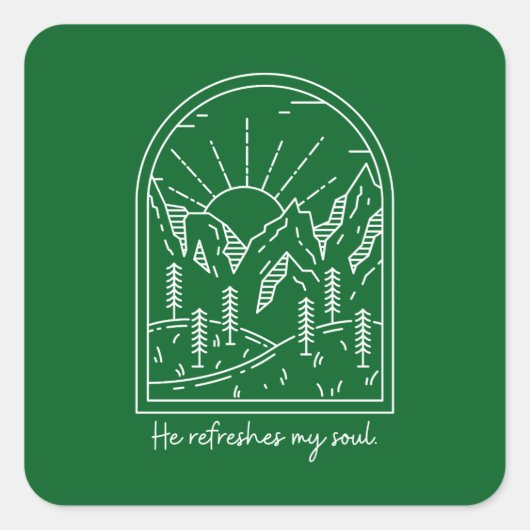 詩編23 3リフレッシュSoul Christian Bible Verse スクエアシール (正面)