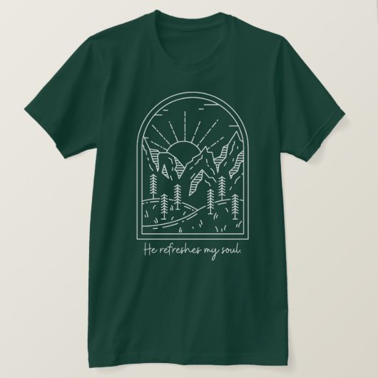 詩編23 3リフレッシュSoul Christian Bible Verse Tシャツ (デザイン正面)