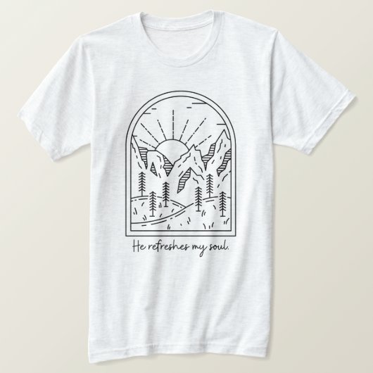 詩編23 3リフレッシュSoul Christian Bible Verse Tシャツ (デザイン正面)