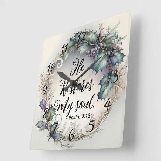 詩編23:3 スクエア壁時計 (傾斜)