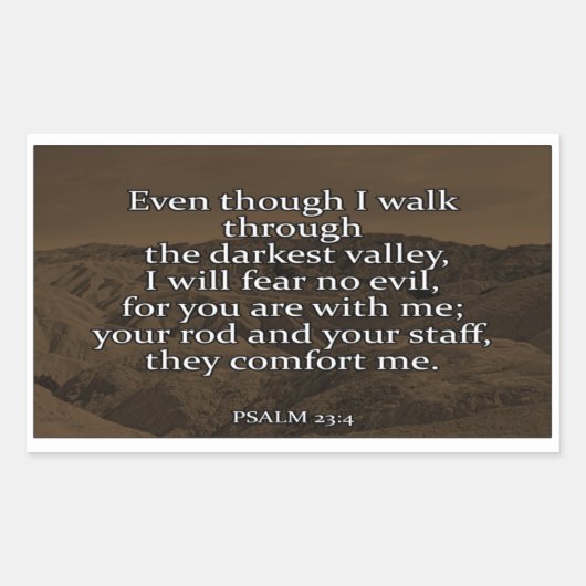 詩編23:4クリスチャンのステッカー 長方形シール (正面)