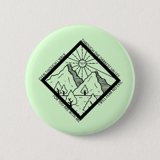 詩編23 4恐れ悪いキリスト教の聖書の聖句 缶バッジ (正面)