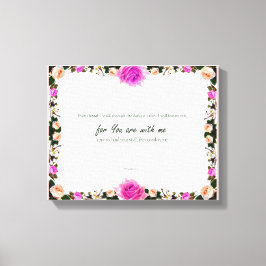 詩編23:4、フラワーピンク引き伸ばしキャンバス印刷 キャンバスプリント