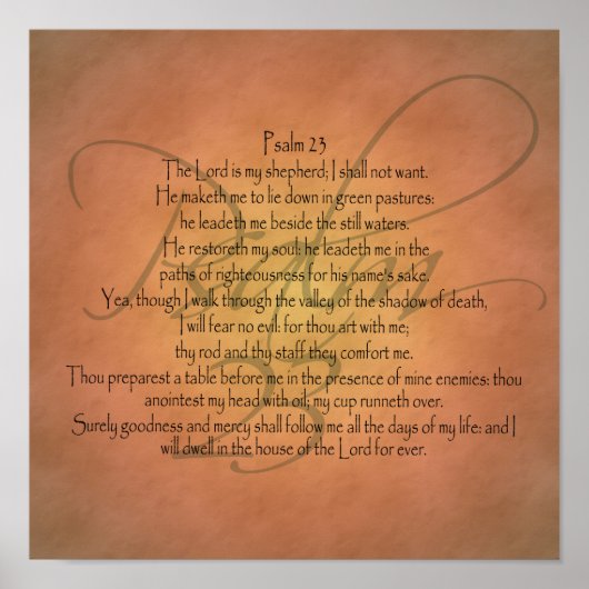 詩編23 KJVキリスト教聖書聖句 ポスター (正面)