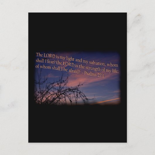 詩編27:1夜明けブラック縁ど ポストカード (正面)
