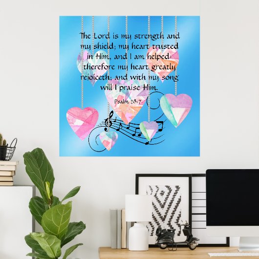 詩編28:7 ポスター (ホームオフィス)