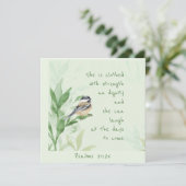 詩編31:25彼女は強さの聖なる書物、 経典で服を着ている カード (スタンド正面)