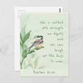 詩編31:25彼女は強さの聖なる書物、 経典で服を着ている ポストカード (正面/裏面)