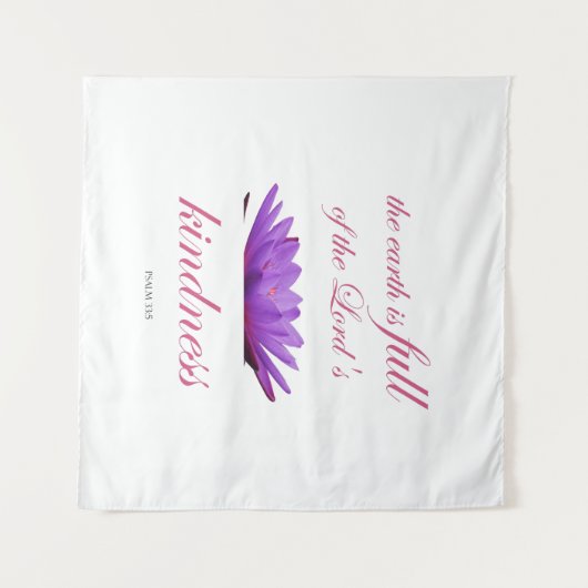 詩編33パープルロータスの優しさ タペストリー (正面(横))