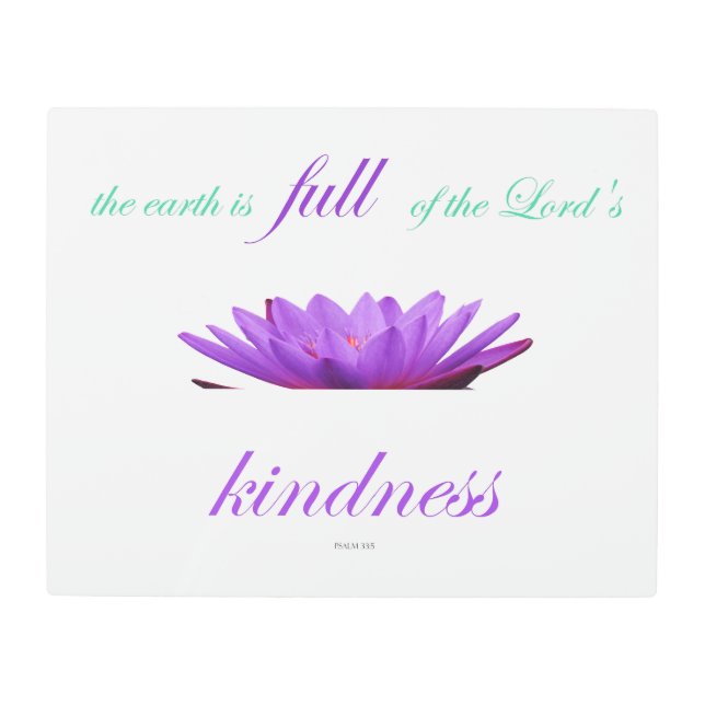 詩編33パープルロータスの優しさ メタルプリント (正面)